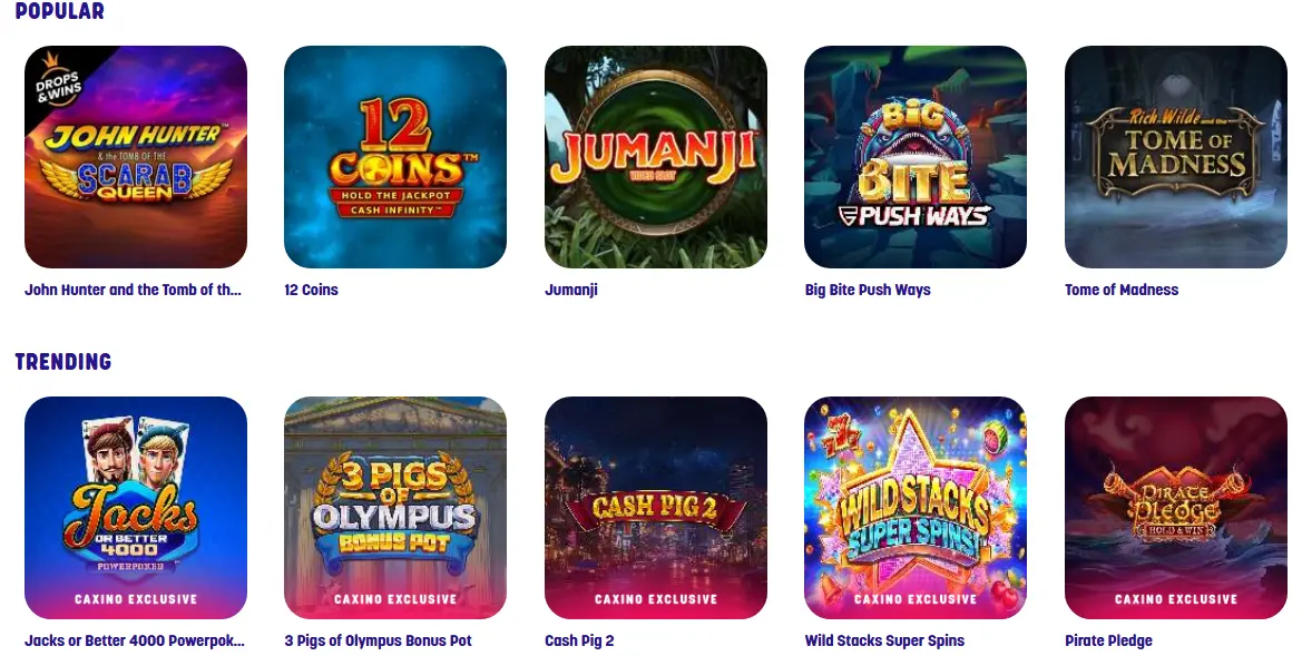 popular slots at Caxino